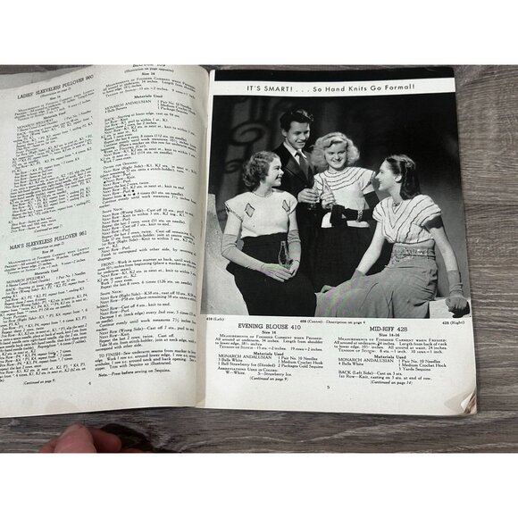 Vintage Monarch Hand Knit Style Book # 96 Pattern Book Yarns Paperback - Picture 3 of 6